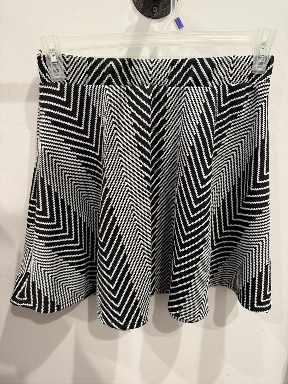 Charlotte Russe Black & White Chevron Skater Skirt